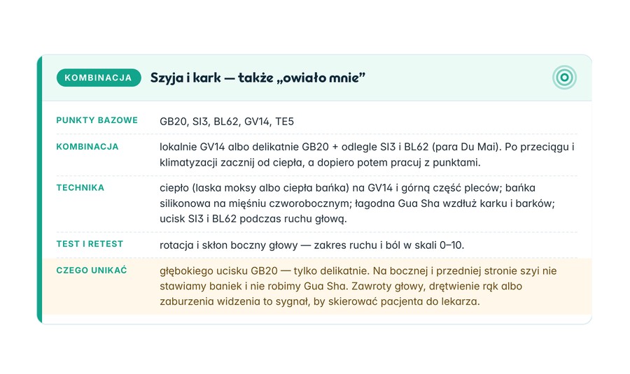 Strona z ebooka Punkt, bańka, ciepło: Karta kombinacji: punkty, technika, test i retest